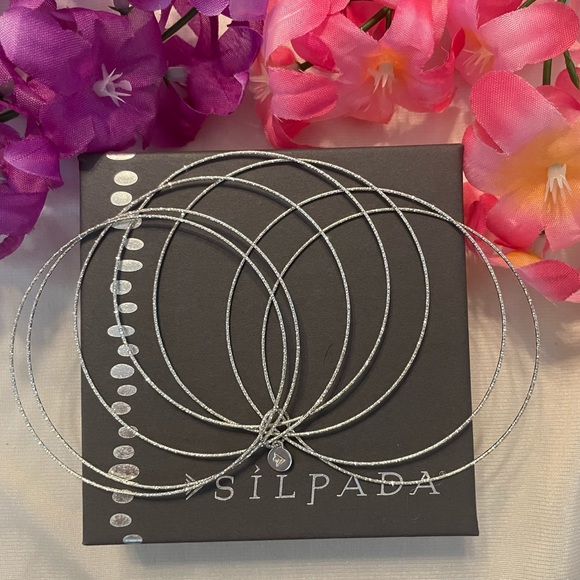 Silpada Sterling Silver ‘Lasting Impression’ Bangle Bracelet Set B3008 - Picture 5 of 16